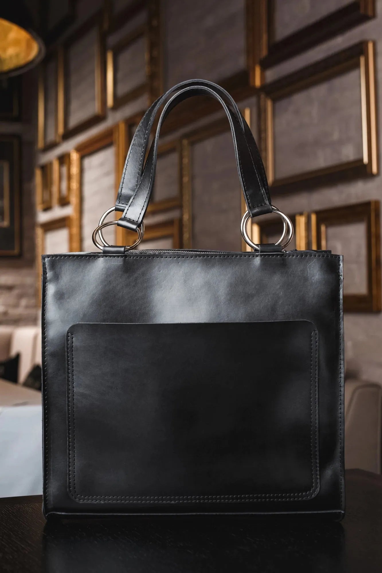 Leather Hadle Tote Bag - Confident | Smooth Black - Skin and Skin