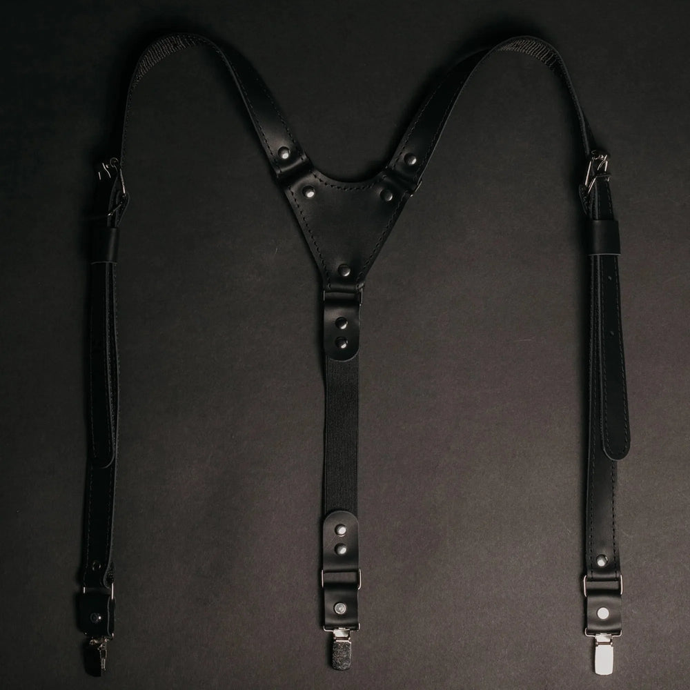 Genuine Leather Suspenders for Men's with Buckle | Black - Skin and Skin