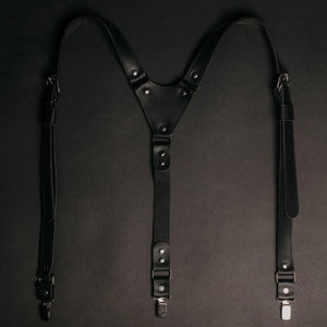 Genuine Leather Suspenders for Men's with Buckle | Black - Skin and Skin