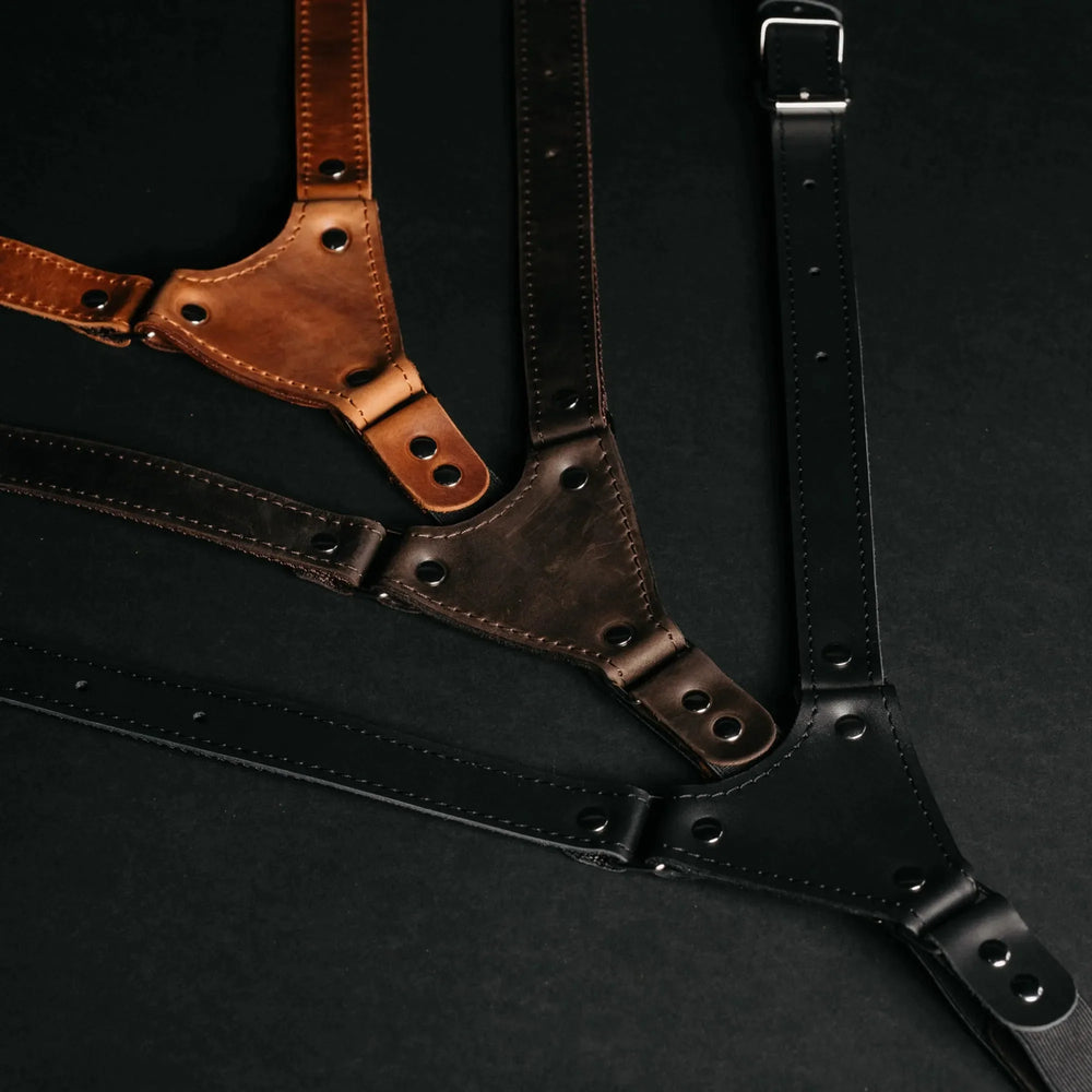 Genuine Leather Suspenders for Men's with Buckle | Black - Skin and Skin