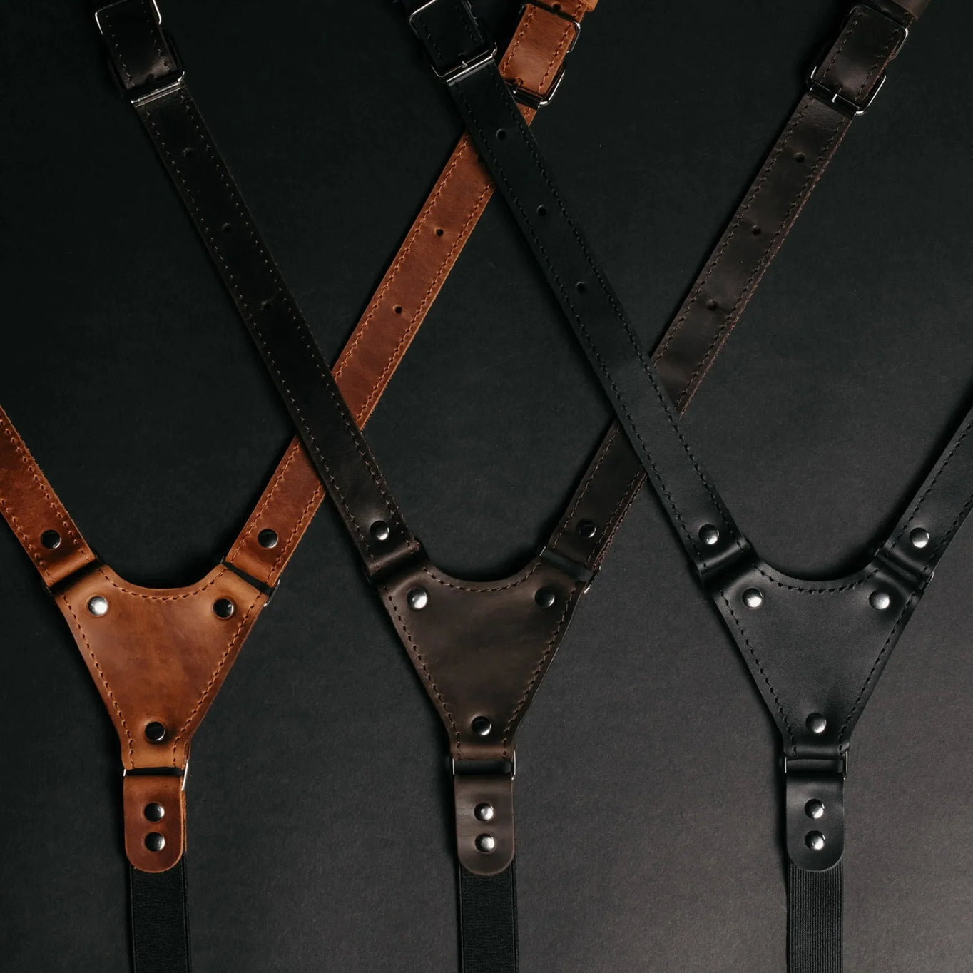 Genuine Leather Suspenders for Men's with Buckle | Black - Skin and Skin