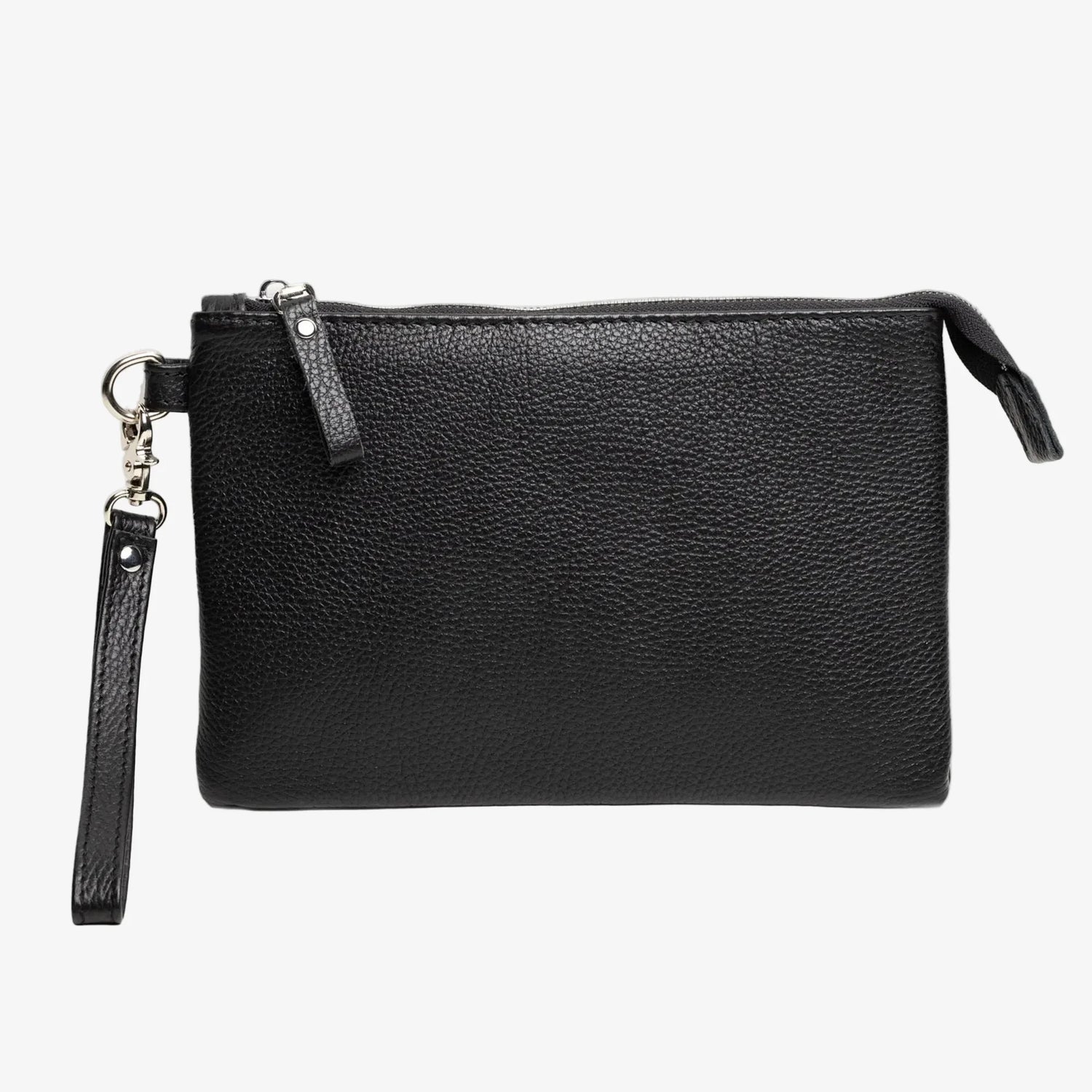 Zippered Full grain Leather Clutch | Graini Black - Skin and Skin