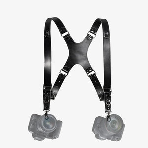 Leather Double Camera Harness - Matted | Black - Skin and Skin