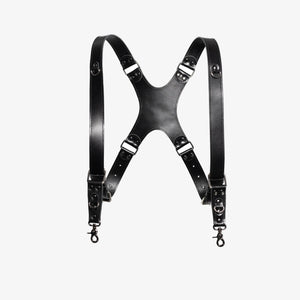Leather Double Camera Harness | Black - Skin and Skin