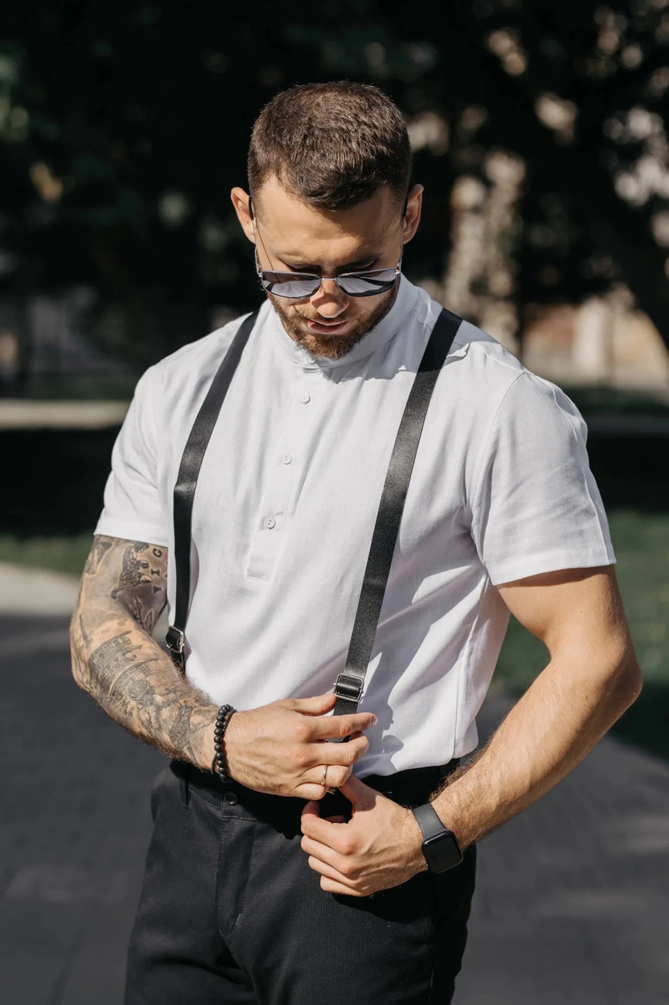 Leather Braces for Men's | Black - Skin and Skin
