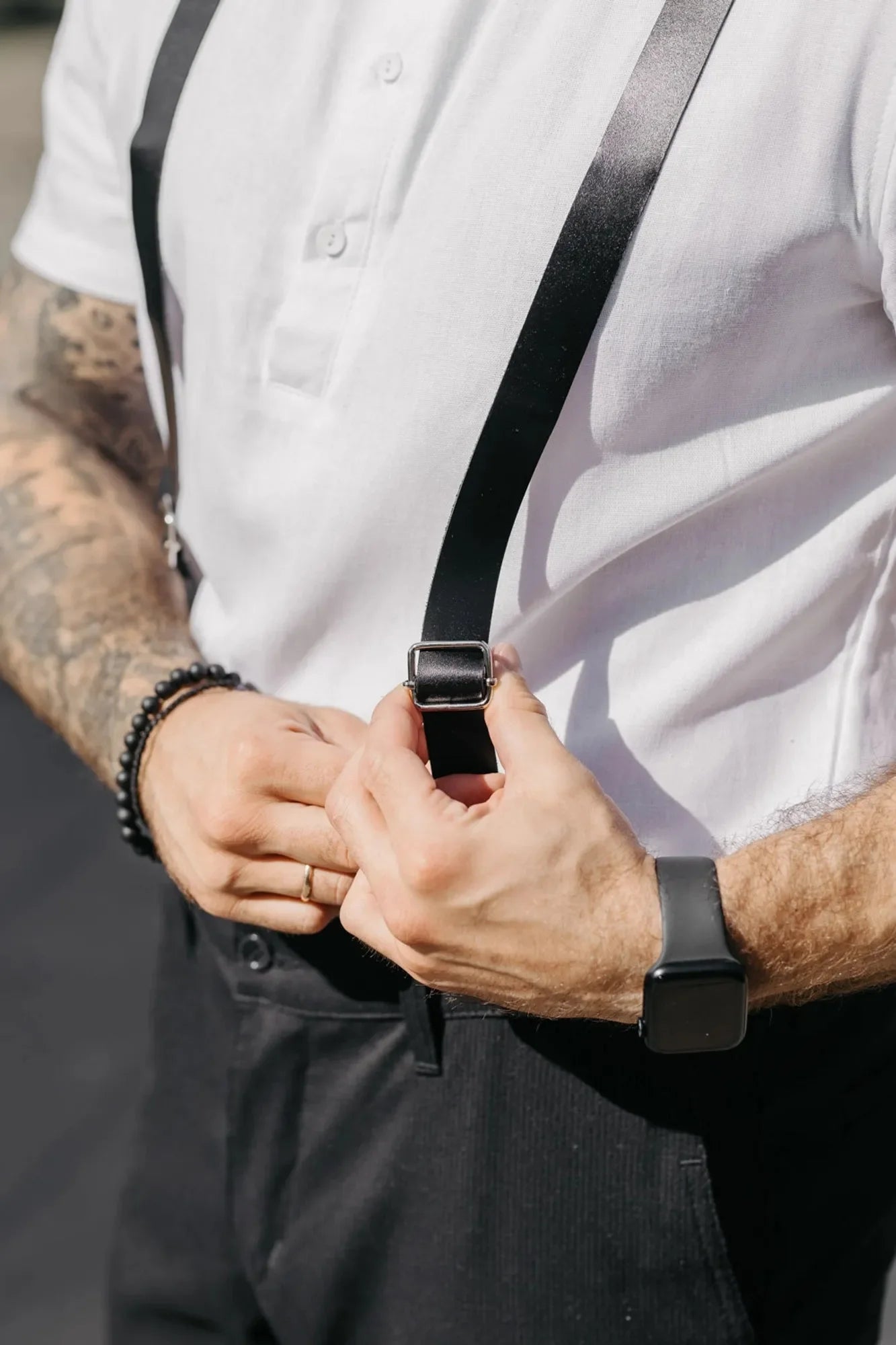 Leather Braces for Men's | Black - Skin and Skin