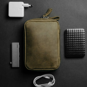 Organizer for Cables & Tech with Zip Closure | Olive Green - Skin and Skin