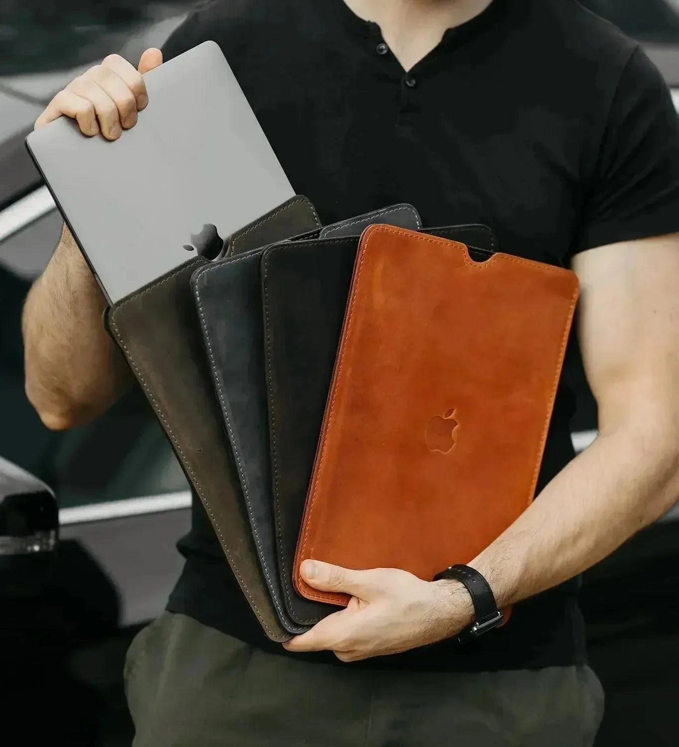 Чохол Flatcase для MacBook зі шкіри Crazy Horse | З відкритим краєм для зарядки