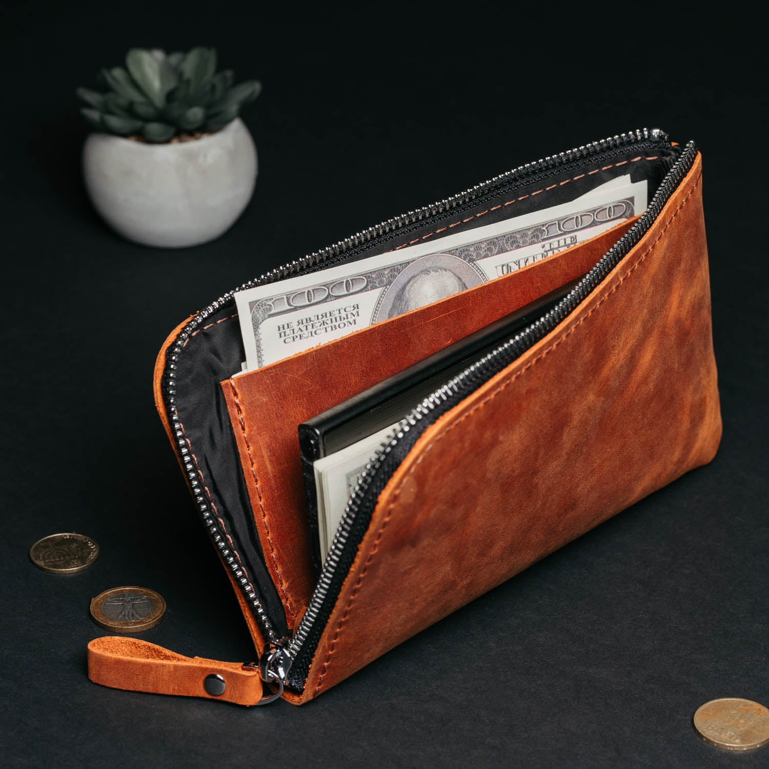 Портмоне Cashpouch у шкірі Crazy Horse | для 500 купюр