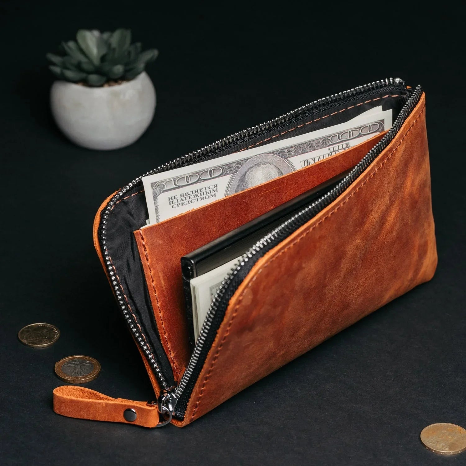 Гаманець зіпер зі шкіри Crazy Horse