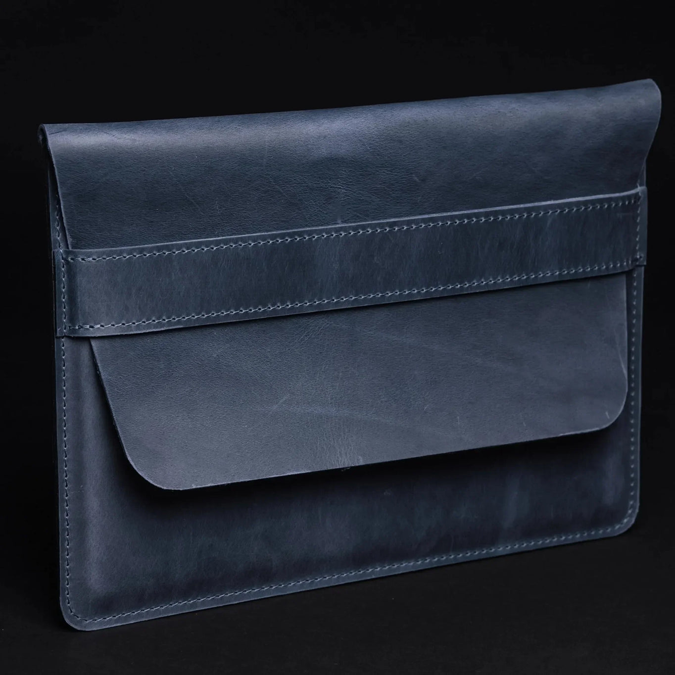 Distressed Leather Sleeve for Macbook - All sizes | Navy Blue - Skin and Skin