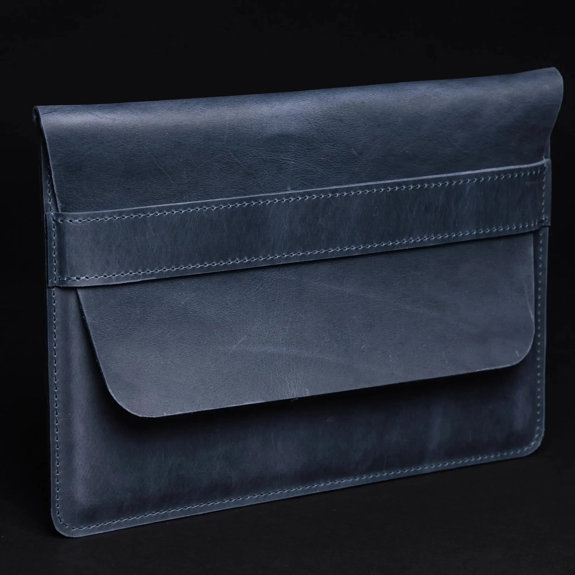 Distressed Leather Sleeve for Macbook - All sizes | Navy Blue - Skin and Skin