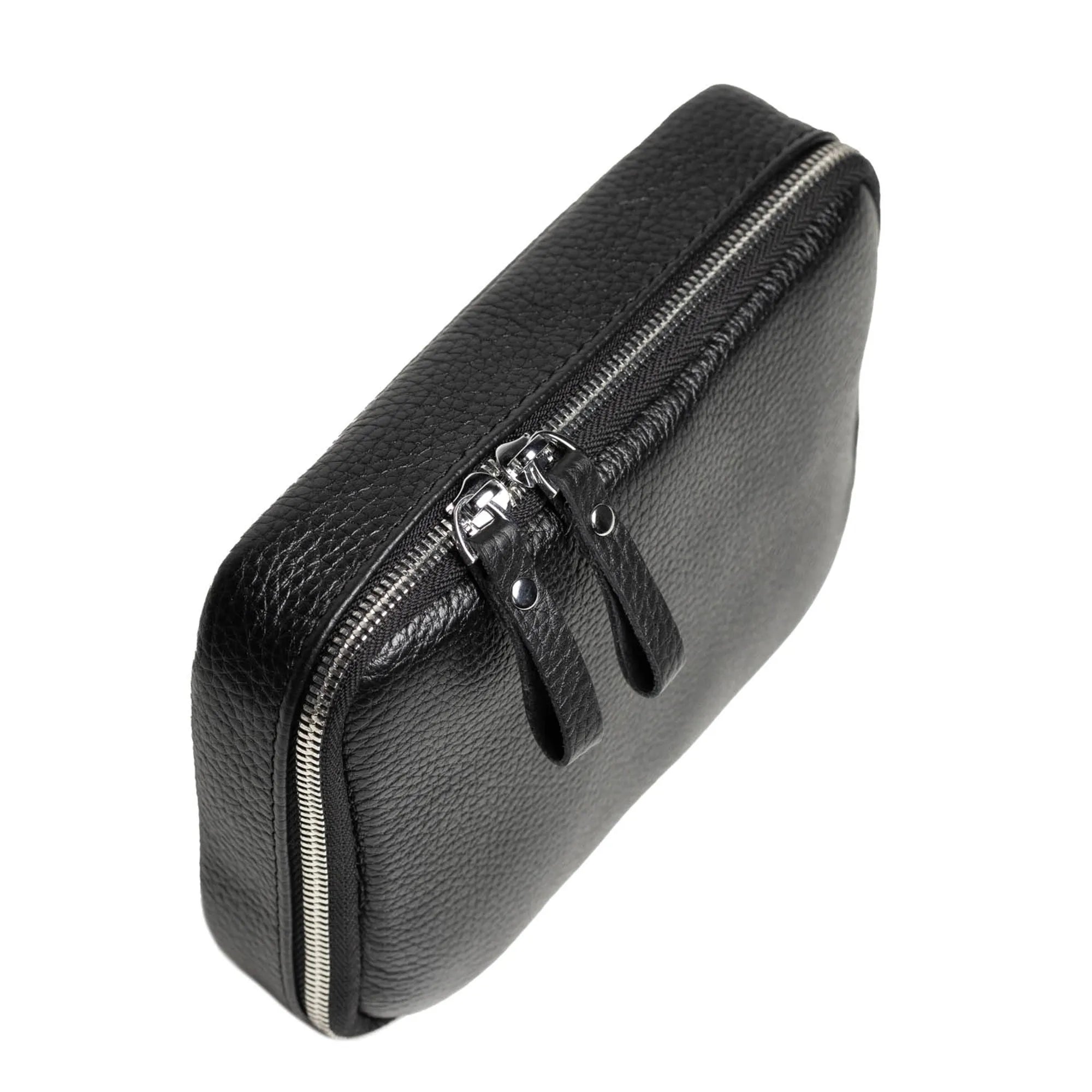 Leather Tech Organizer for Daily Use | Grainy Black - Skin and Skin