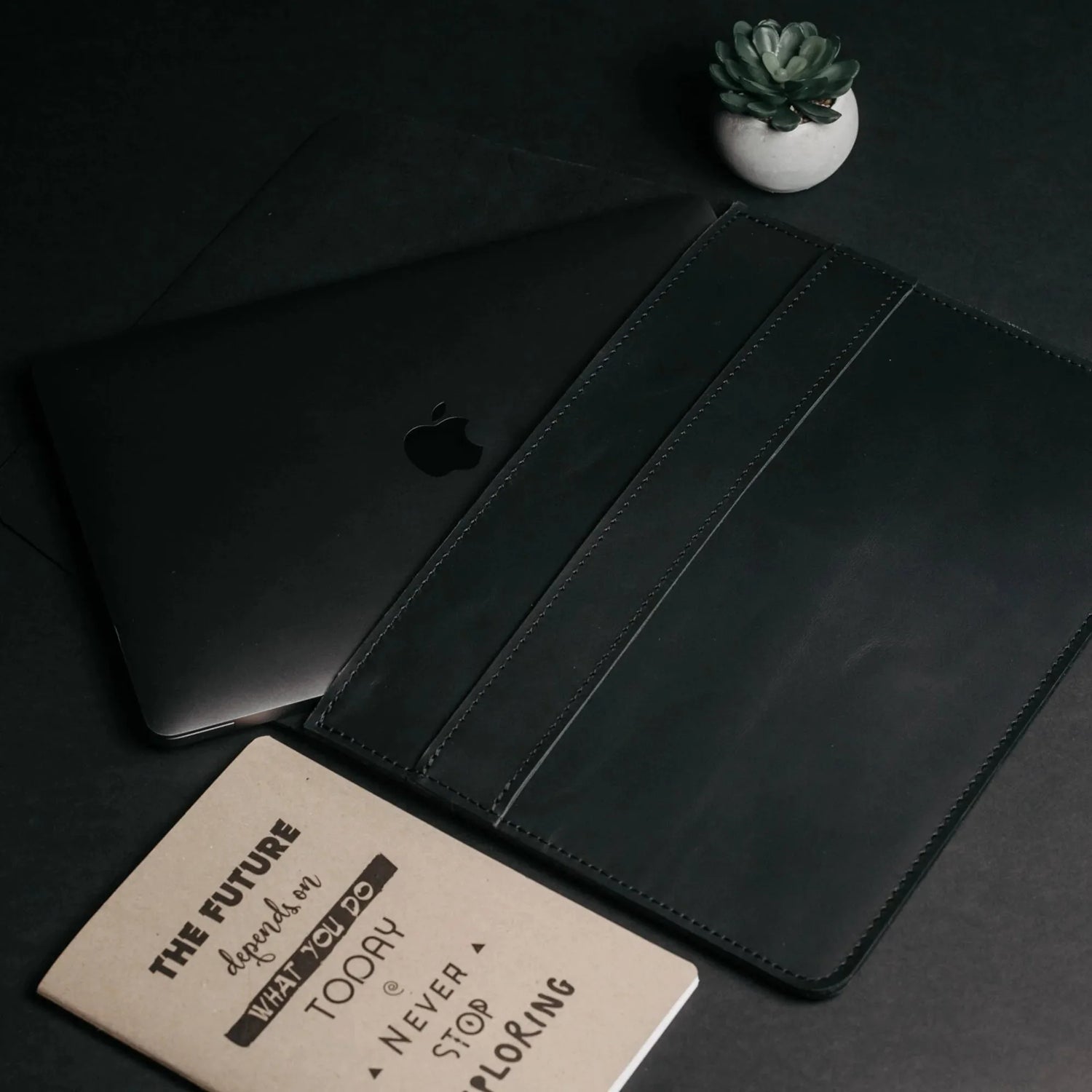 Handcrafted Leather MacBook Sleeve – All Sizes | Black - Skin and Skin
