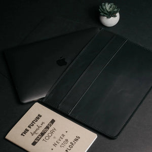 Handcrafted Leather MacBook Sleeve – All Sizes | Black - Skin and Skin