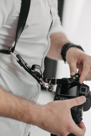 Leather Double Camera Harness | Black - Skin and Skin