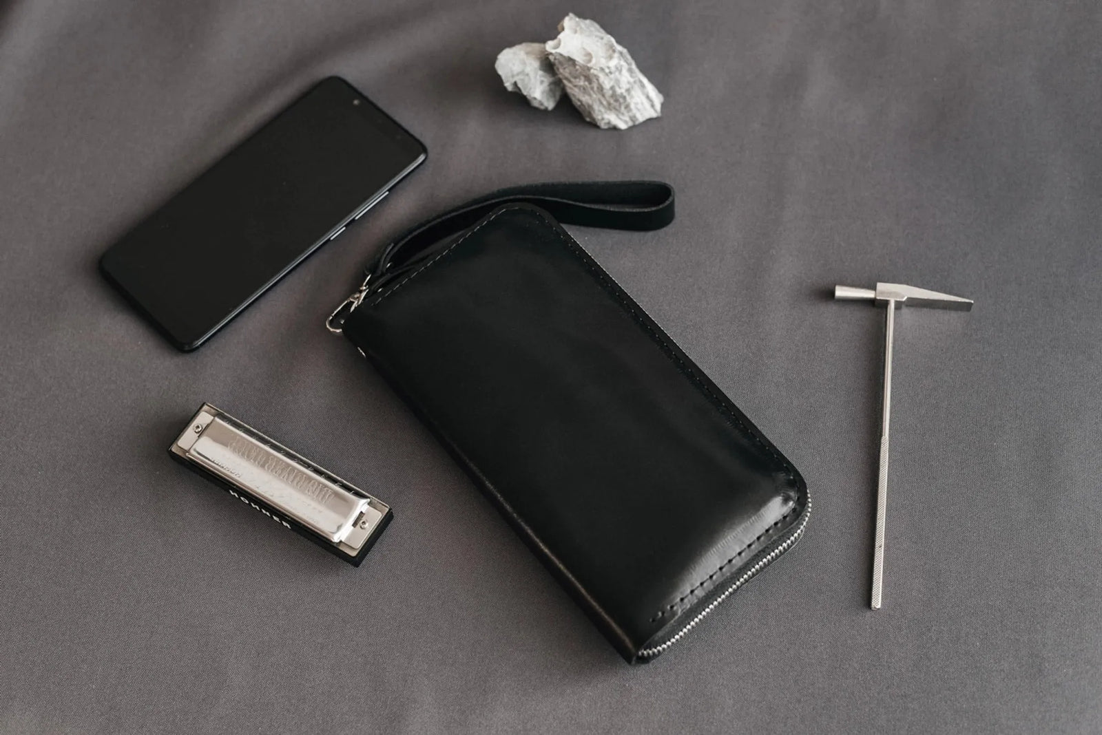Zip Leather Clutch Wallet | Smooth Black - Skin and Skin