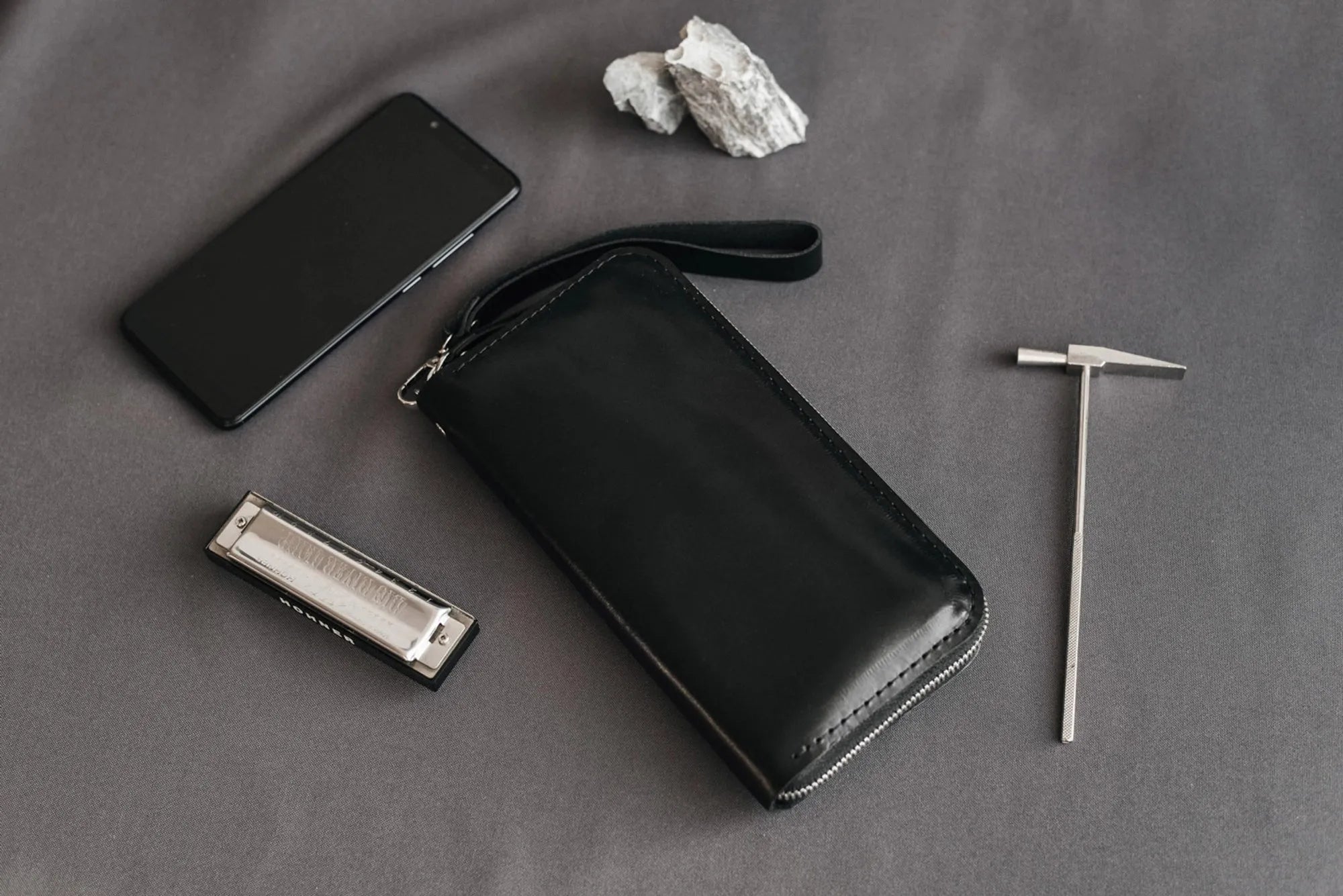 Zip Leather Clutch Wallet | Smooth Black - Skin and Skin