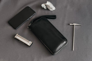 Zip Leather Clutch Wallet | Smooth Black - Skin and Skin