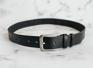 Veg Tanned Leather Belt | Smooth Black - Skin and Skin