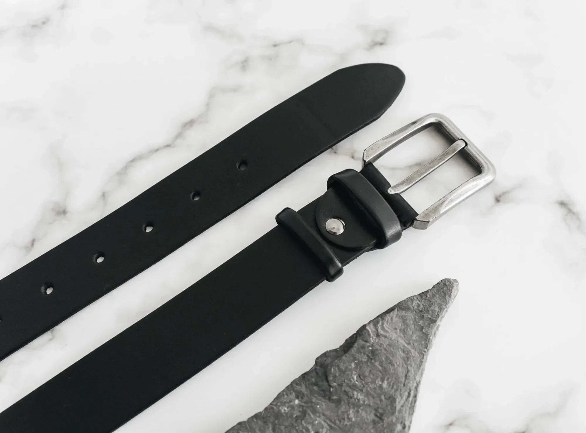 Veg Tanned Leather Belt | Smooth Black - Skin and Skin