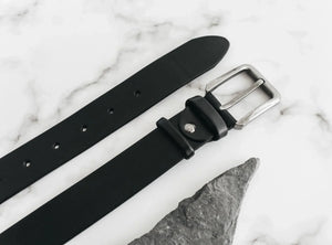 Veg Tanned Leather Belt | Smooth Black - Skin and Skin