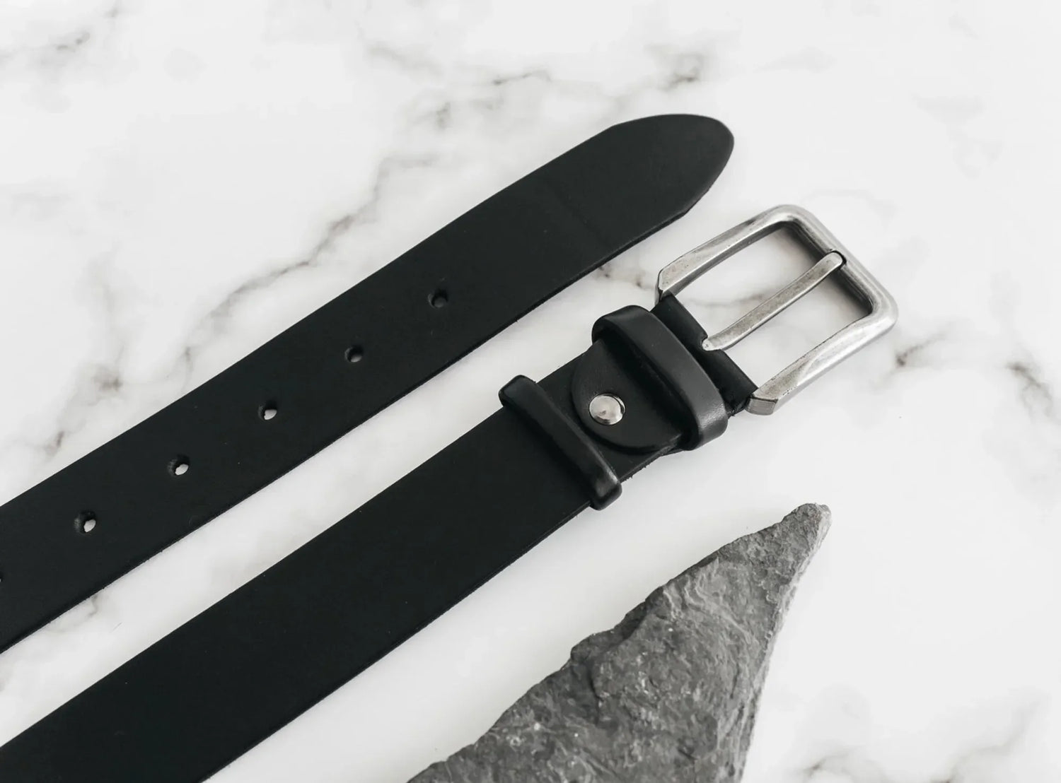 Veg Tanned Leather Belt | Smooth Black - Skin and Skin