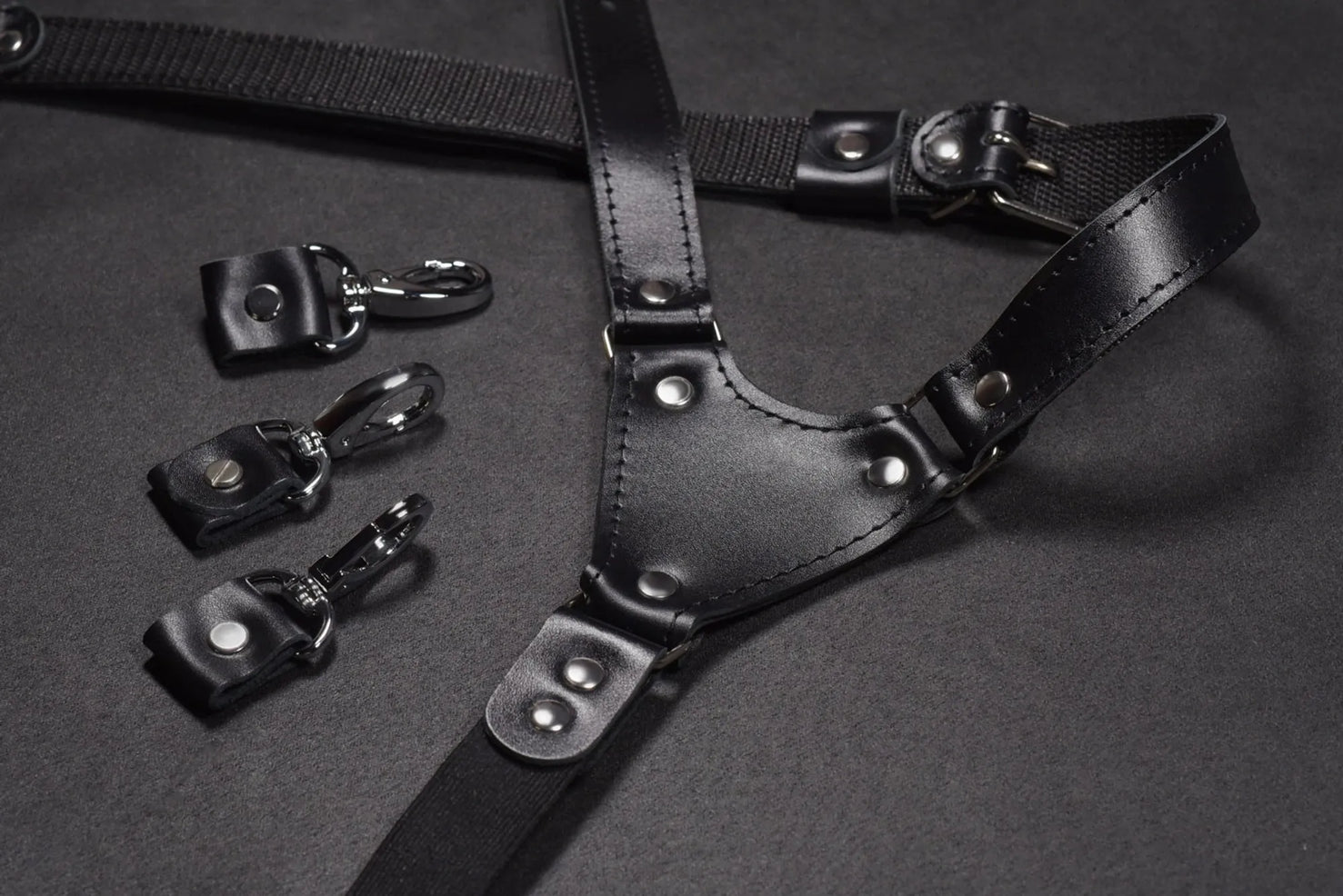 Premium Leather Braces with Buckles | Black - Skin and Skin