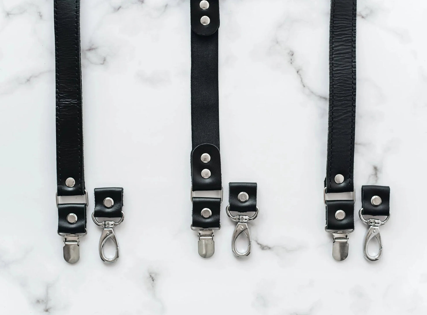 Premium Leather Braces with Buckles | Black - Skin and Skin
