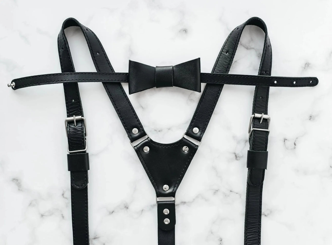 Premium Leather Braces with Buckles | Black - Skin and Skin