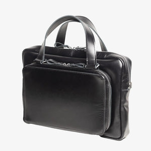 Leather Laptop Briefcase with Organizer | Smooth Black - Skin and Skin