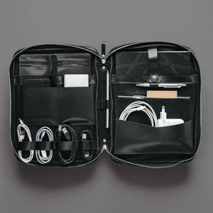 Leather A4 Tech Folio Organizer | Black - Skin and Skin