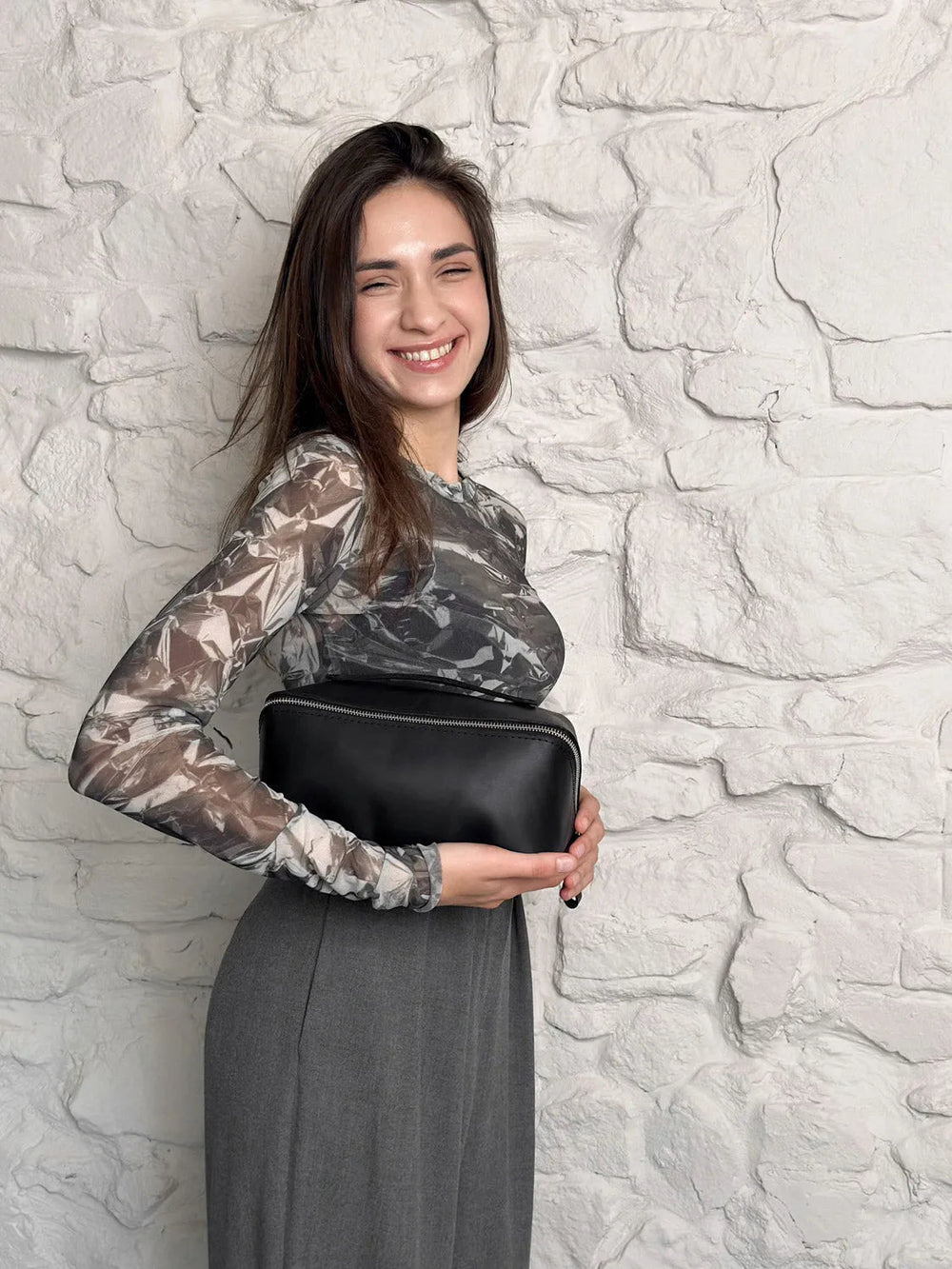 Fullgrain Leather Cosmetic Bag - BeautyBox | Matte Black - Skin and Skin