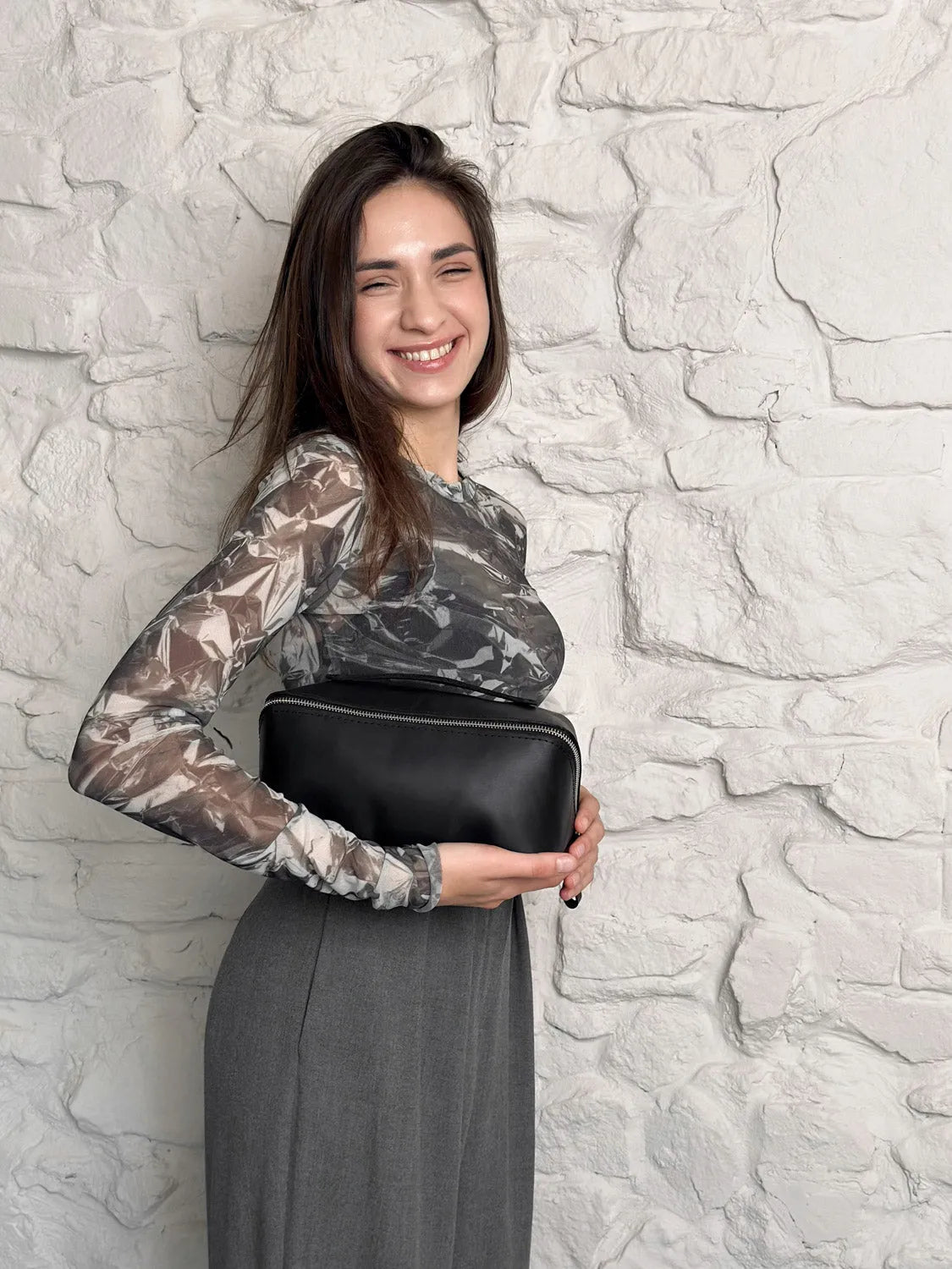 Fullgrain Leather Cosmetic Bag - BeautyBox | Matte Black - Skin and Skin