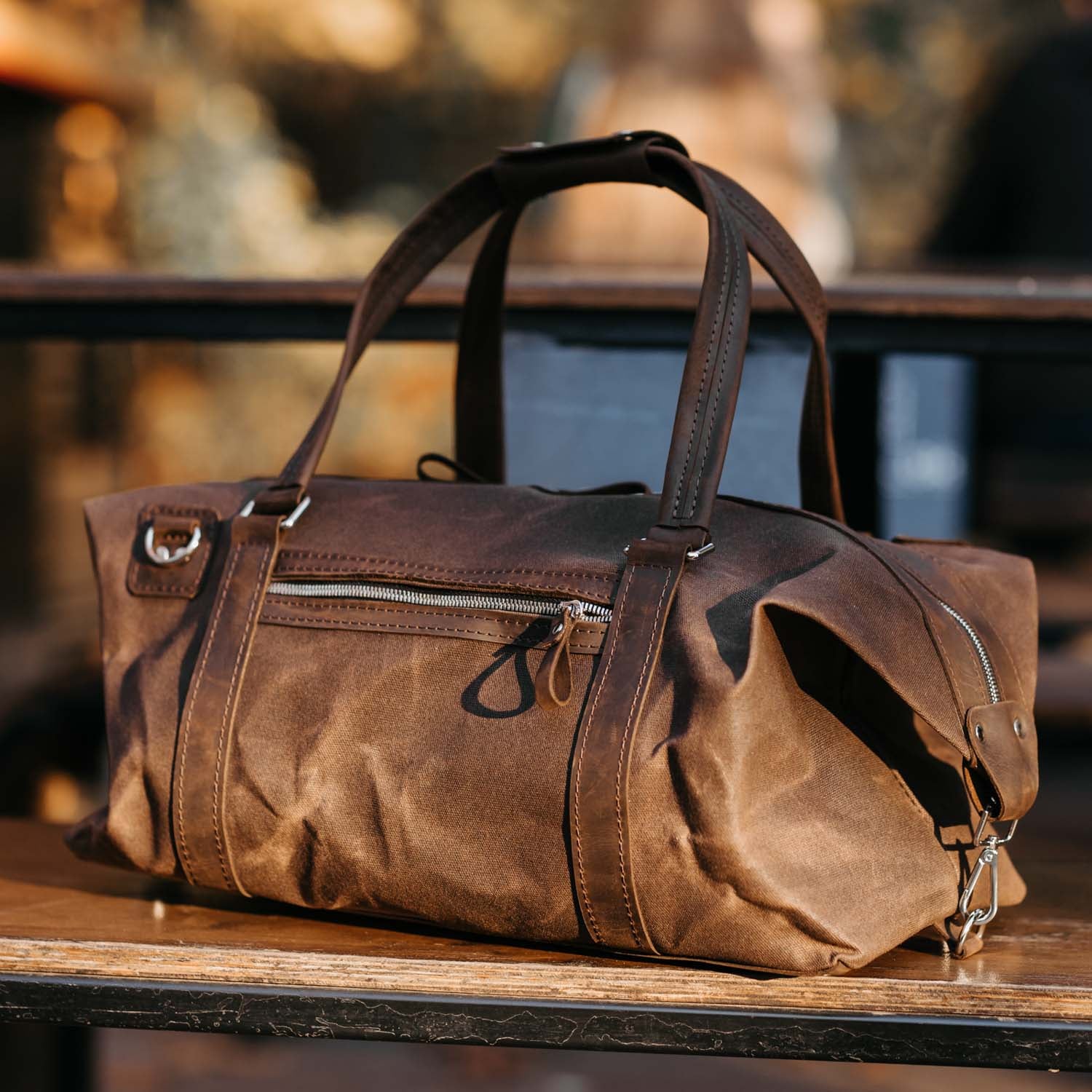 Дорожня сумка з вощеного канвасу та шкіри | Stout M/L