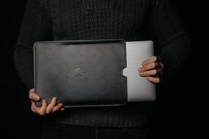 Leather Ipad Case with Wool Lining | Black - Skin and Skin