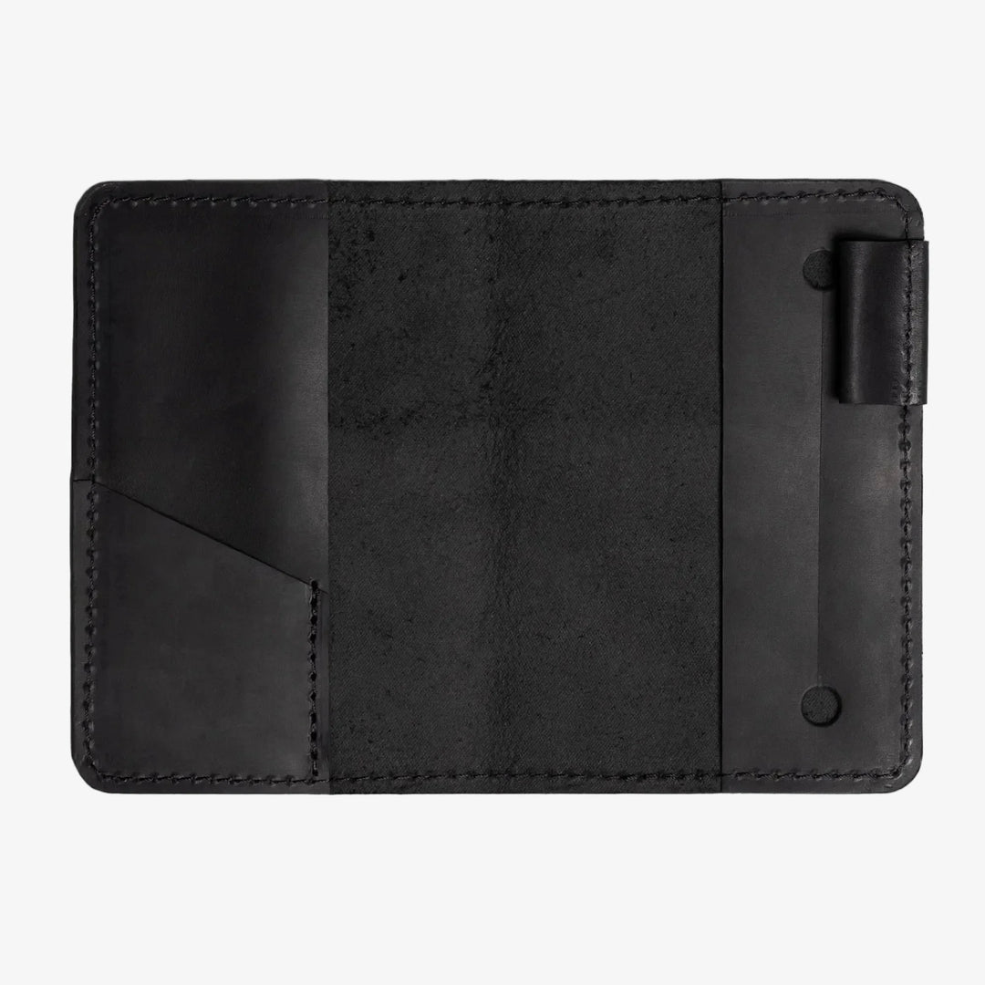 Distressed Leather Notebook cover A6, A5, B5, B6, A4 | Black - Skin and Skin