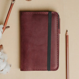 Distressed Leather Notebook cover A6, A5, B5, B6, A4 | Burgundy - Skin and Skin