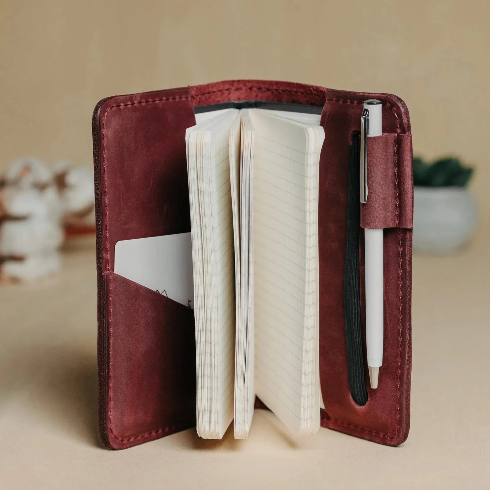 Distressed Leather Notebook cover A6, A5, B5, B6, A4 | Burgundy - Skin and Skin