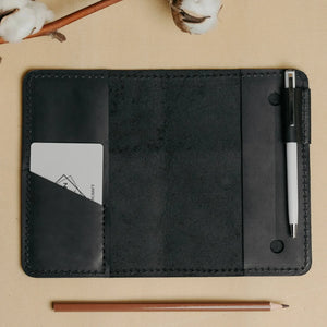 Distressed Leather Notebook cover A6, A5, B5, B6, A4 | Black - Skin and Skin