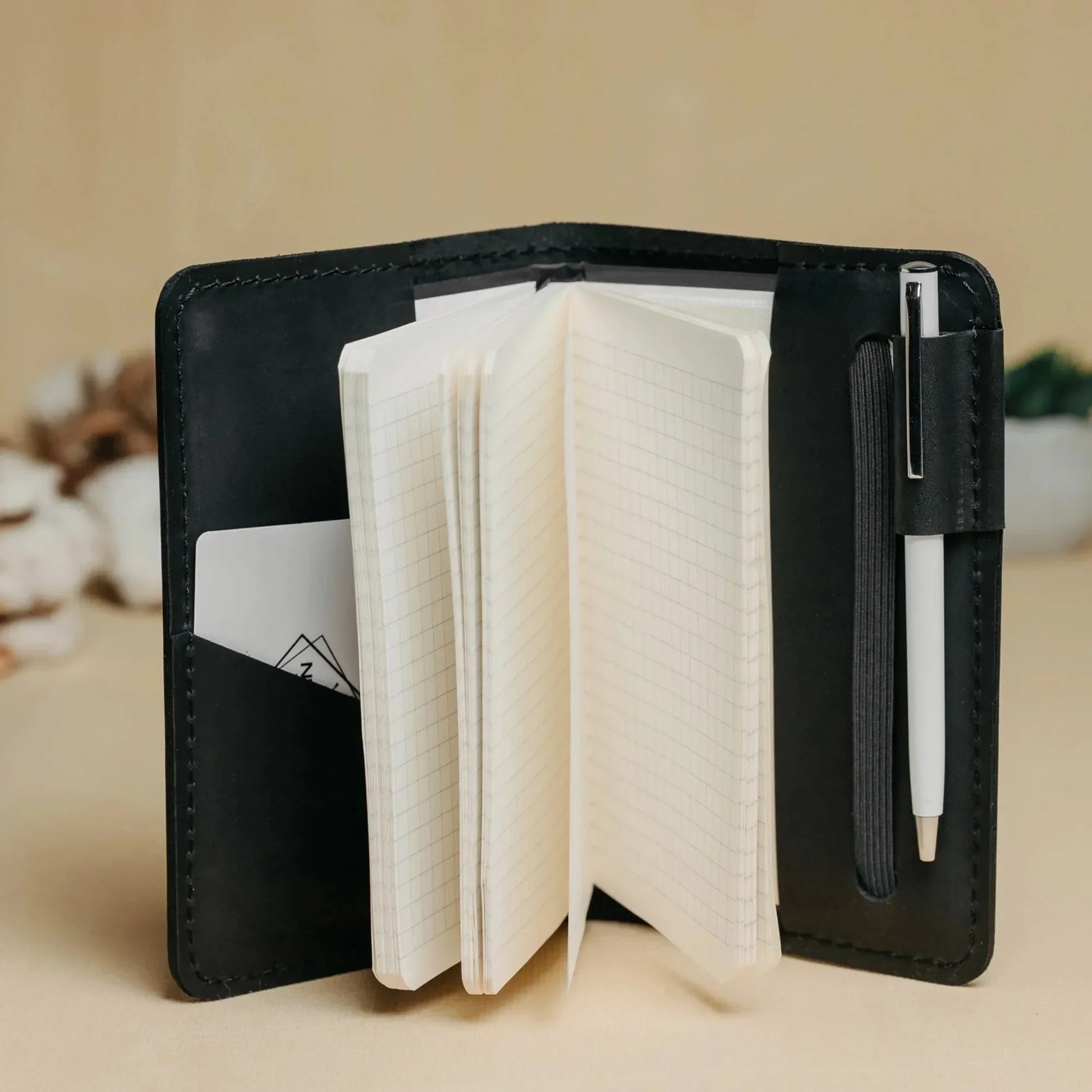 Distressed Leather Notebook cover A6, A5, B5, B6, A4 | Black - Skin and Skin