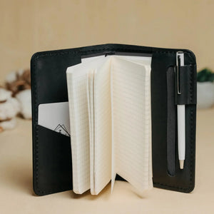 Distressed Leather Notebook cover A6, A5, B5, B6, A4 | Black - Skin and Skin