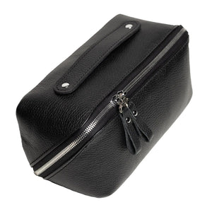 Fullgrain Leather Cosmetic Bag - BeautyBox | Graini Black - Skin and Skin