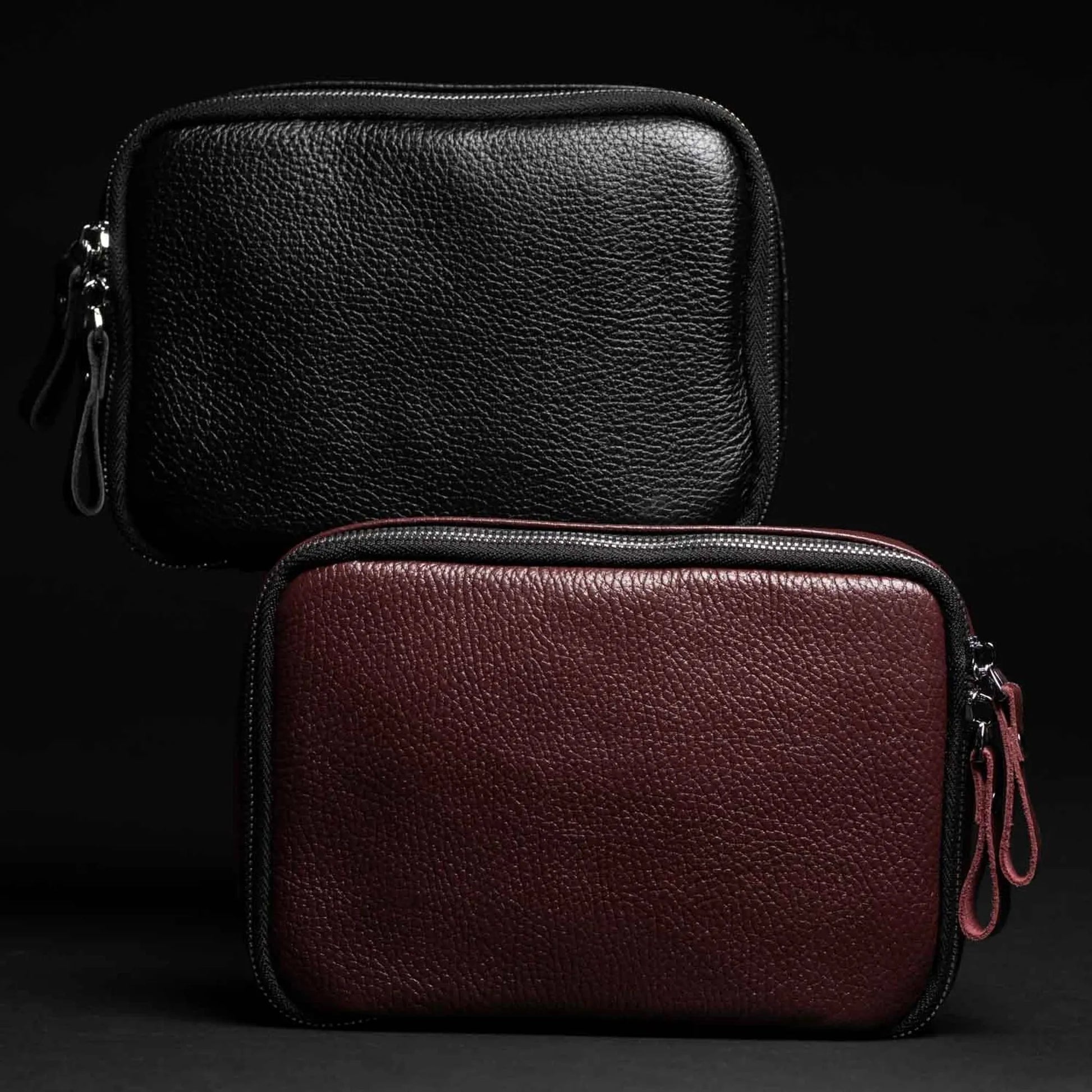 Leather Tech Organizer for Daily Use | Grainy Black - Skin and Skin