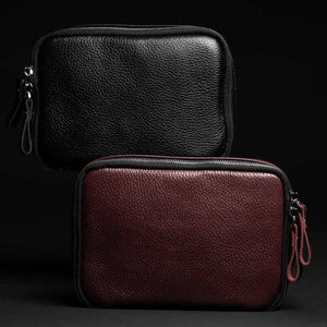 Leather Tech Organizer for Daily Use | Grainy Black - Skin and Skin