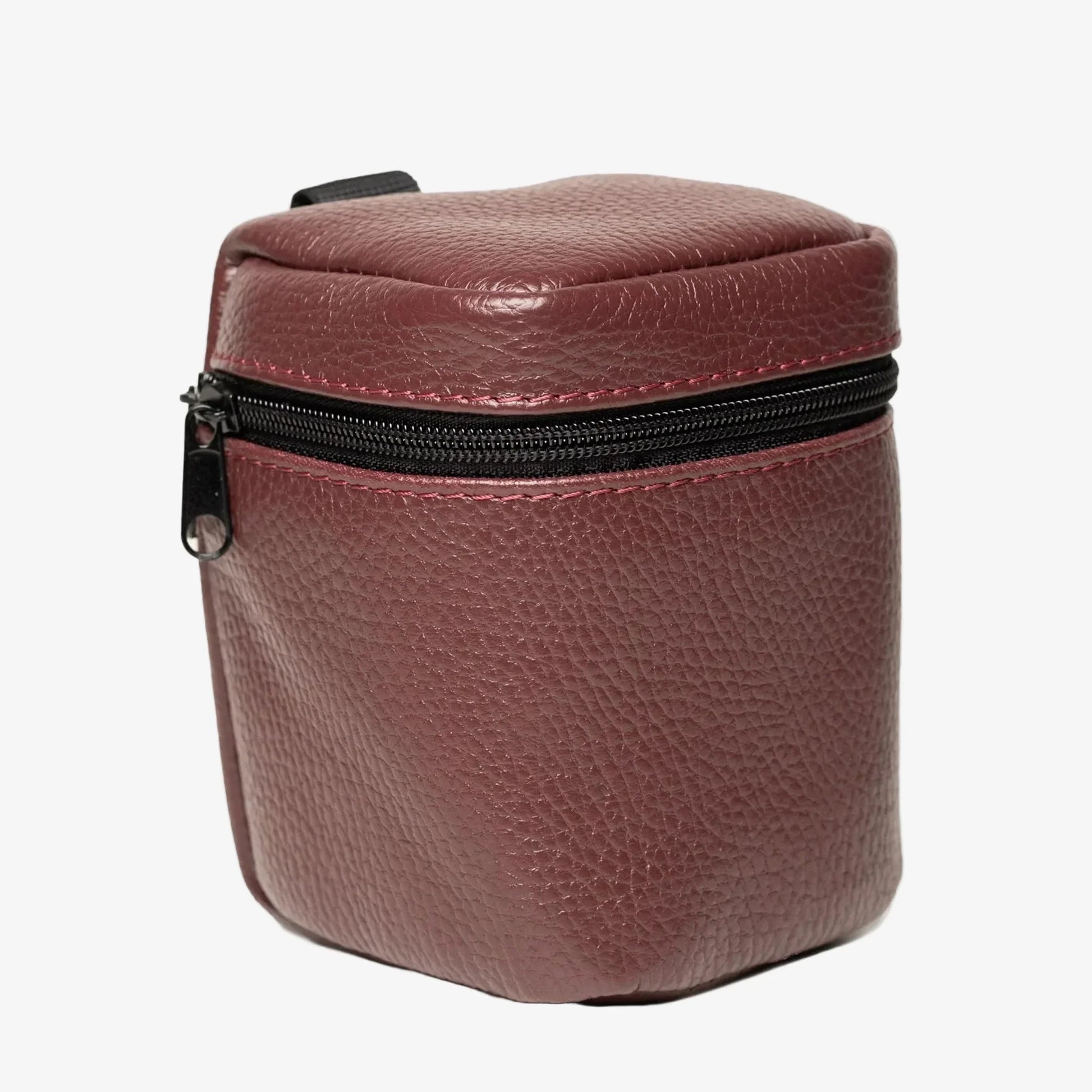 Full-Grain Leather Camera Lens Case | Burgundy - Skin and Skin