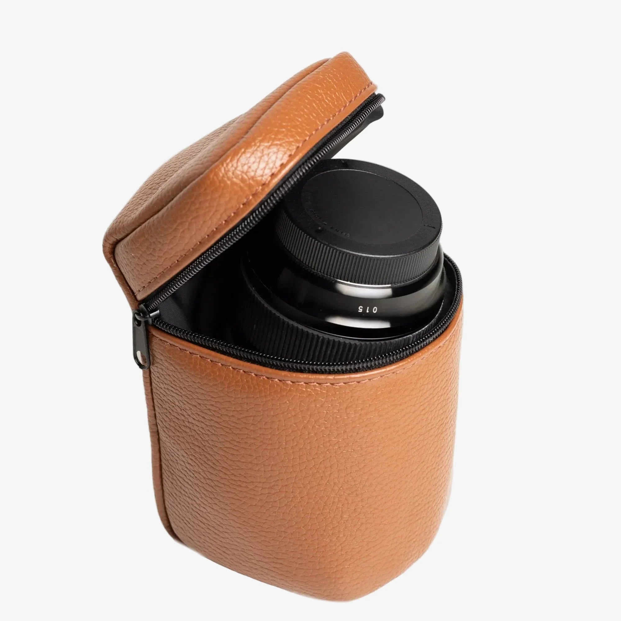 Full-Grain Leather Camera Lens Case | Cognac - Skin and Skin