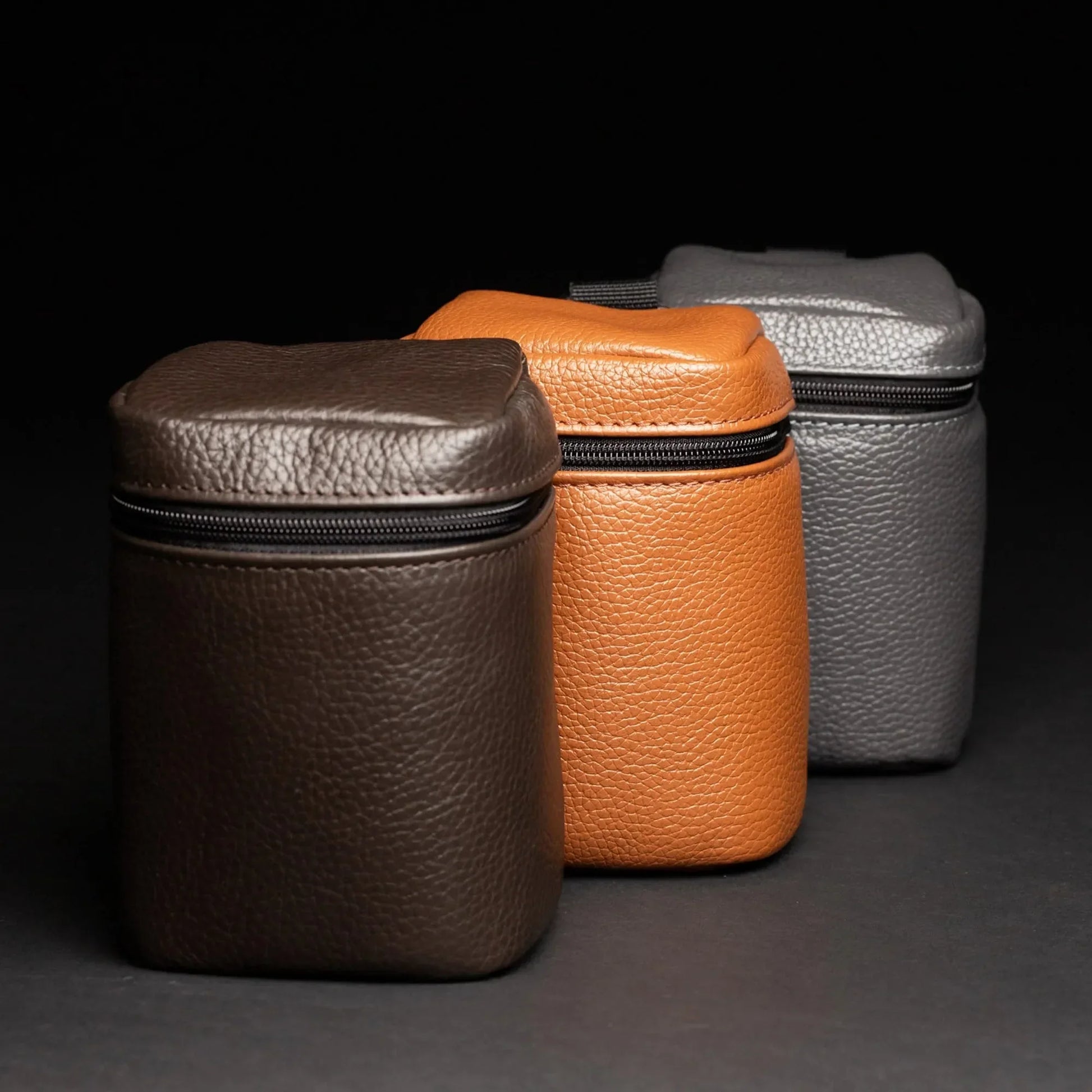 Full-Grain Leather Camera Lens Case | Smoky Grey - Skin and Skin