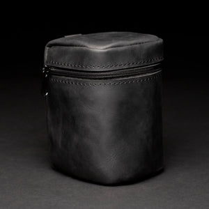 Distressed Leather Camera Lens Pouch | Black - Skin and Skin