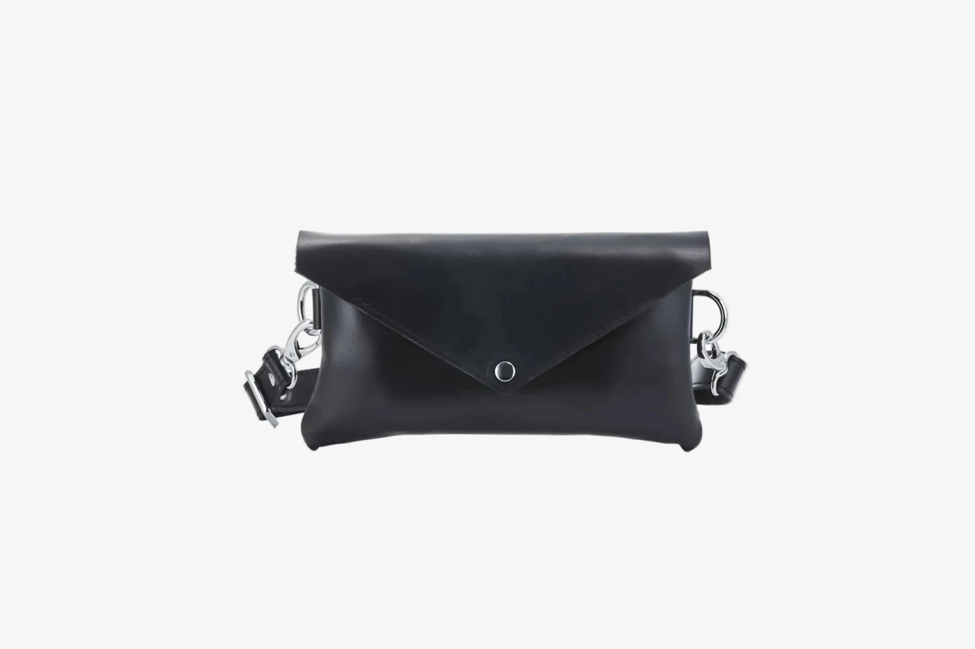 Women's Leather Envelope Bag | Smooth Black - Skin and Skin
